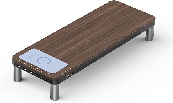 TobenONE MacBook Docking Station 10 in 1 Monitor Stand, Wireless, USB C Docking Station with 4K@60Hz HDMI, Wireless Charging Pad, 100W Power Supply, 5 USB Ports, Ethernet, for Dell/Lenovo/HP/MacBook