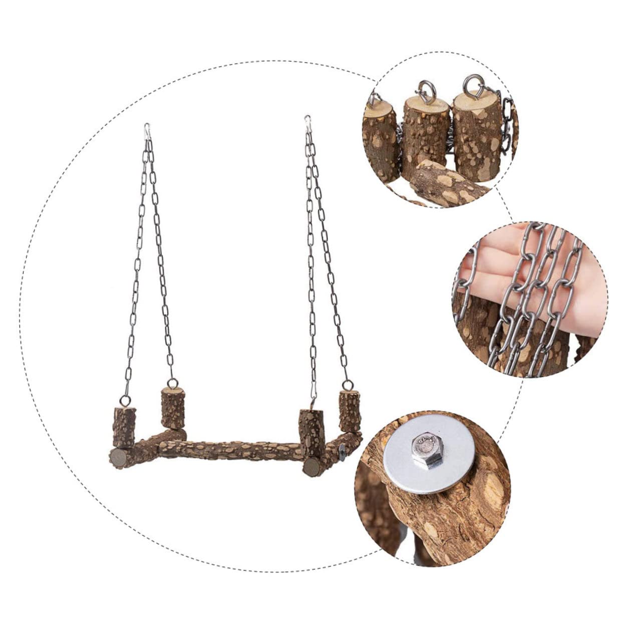 UPKOCH Perchoir Naturel pour Perroquets avec Balançoire Suspendue Activité et pour Oiseaux de Compagnie Accessoire Amusant et Stimulant pour Perroquets Couleur Couleur Aléatoire