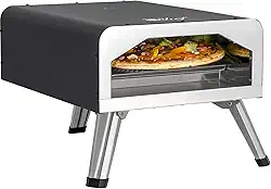 Deco Chef Forno Elétrico Para Pizza Chef, Pedra De Cerâmica 12 Polegadas E Grelha, 1800 W, Assa Até 750 Graus Artesanal Bancada, Parede Dupla Aço Inoxidável 13 Polegadas, Interno Externo Portátil
