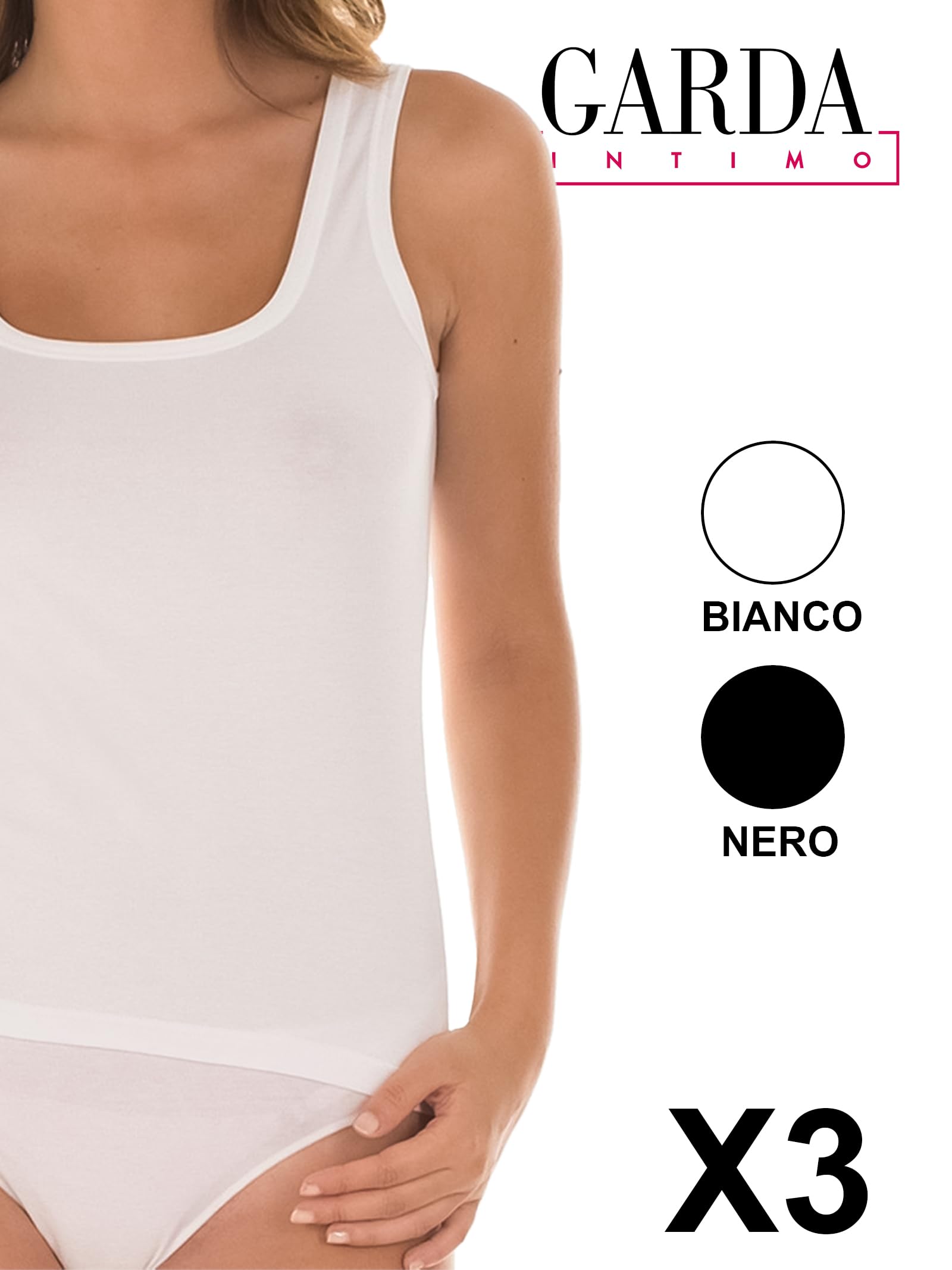 GARDA - 3 pz Canotta Donna in Filo di Scozia con Spalla Larga Art. 0151
