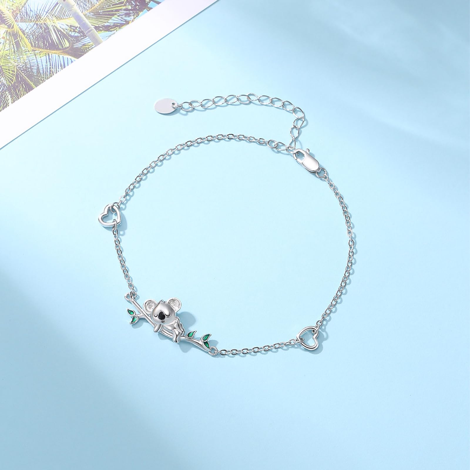 REDSUN Pulsera de mujer de plata de ley 925 koala/mariposa/mal de ojo/perezoso/brújula/árbol de la vida, pulsera ajustable para mujeres niñas, esposas, madres, hijas