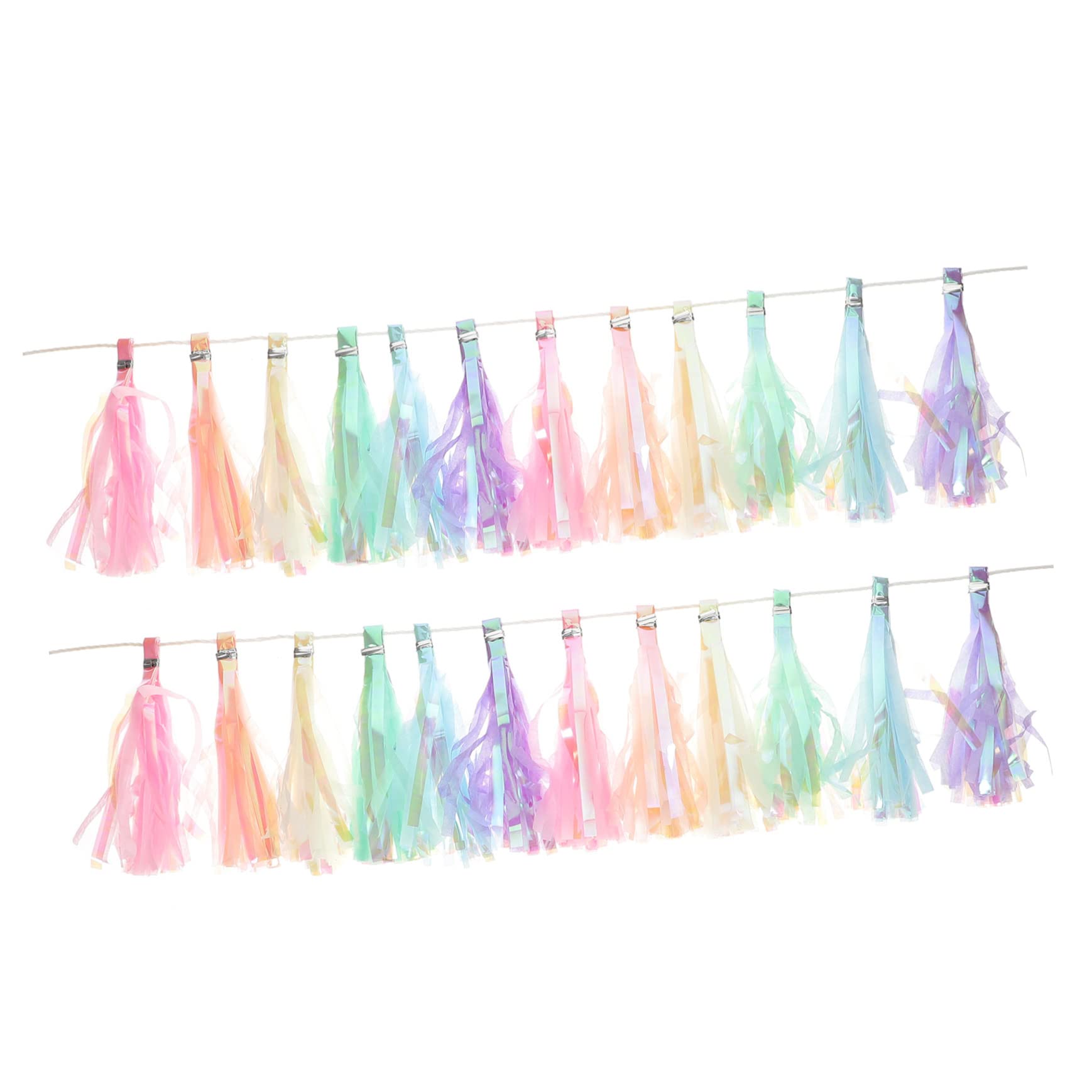 Guirnalda de espumillón para Navidad, 6 banderines de Papel con borlas, Guirnalda de banderines de Papel.(As Shownx2pcs,140X13X6CMx2pcs)