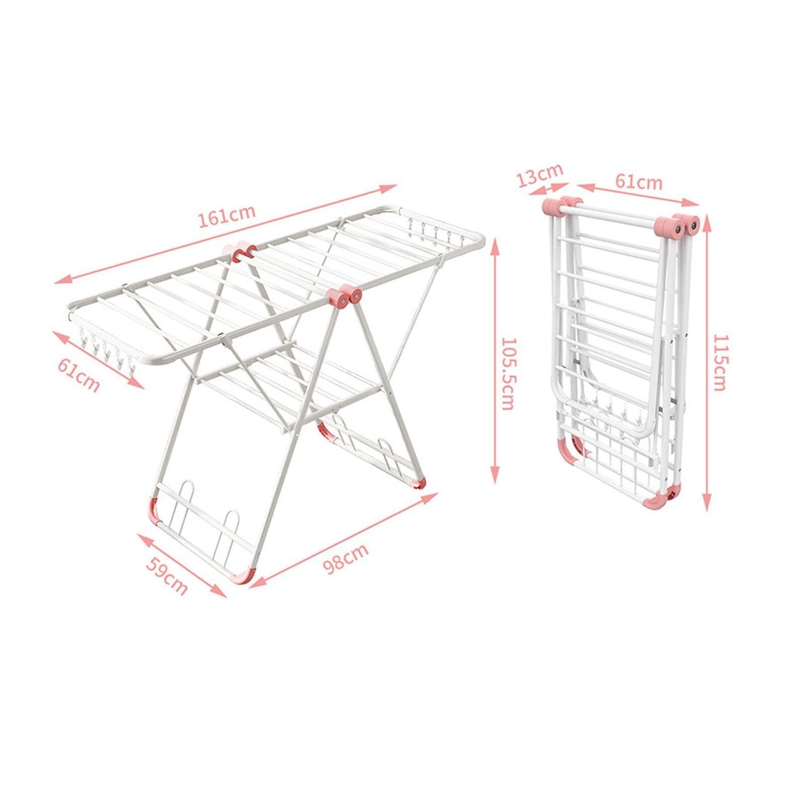 Faltbarer Wäscheständer, 2 Ebenen, leichter Aluminium-Trockenständer für den Innen- und Außenbereich, platzsparendes, freistehendes Design (130 cm)