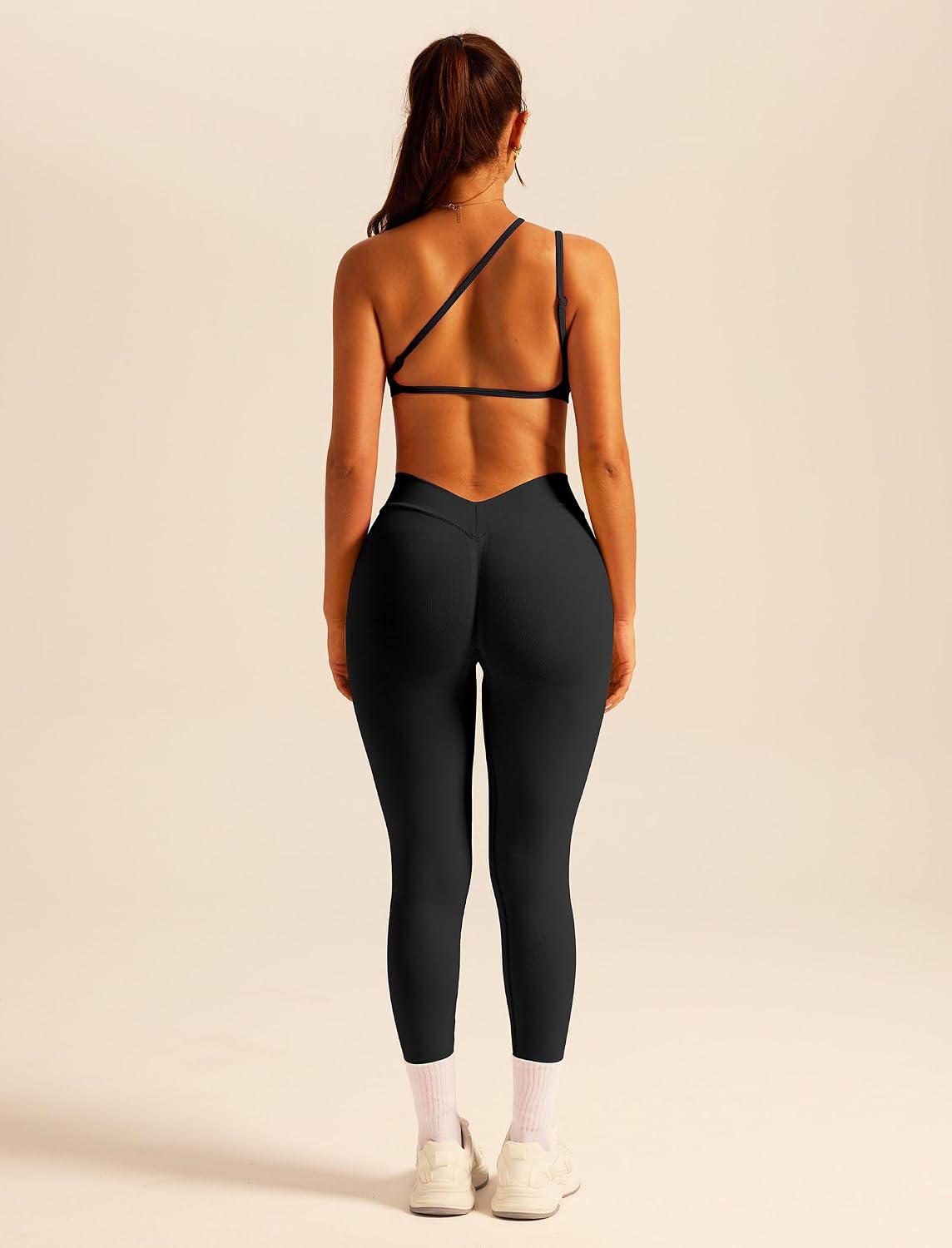 ABOCIW 2 Piece Workout Sets for Women Seamless Strappy Sports Bra V Scrunch Butt Lifting High Waist Leggings Gym Set