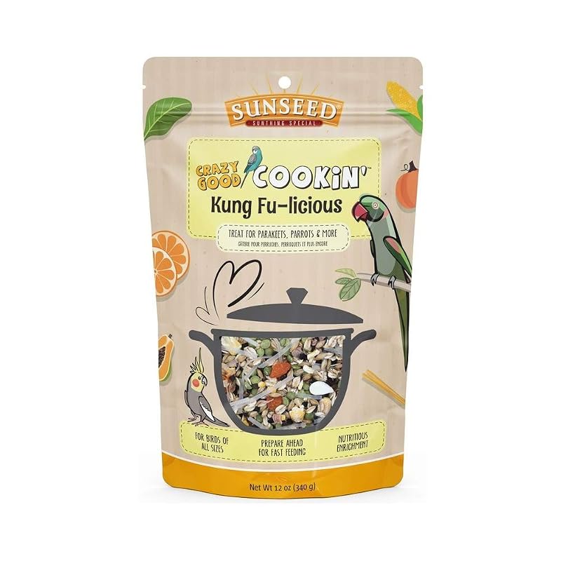 Petisco para Aves Sunseed Crazy Good Cookin' Kung Fu-Licious à Base de Sementes, 336 g