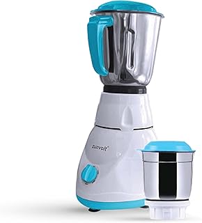 ZunVolt 2 JAR Mixer Grinder -500W with Flow Breaker Jars, 22000 RPM Motor & 1 Year Warranty Cover(White, Turquoise)