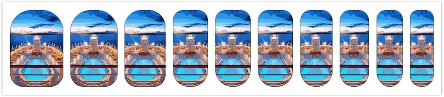 100 Pieces Full Nail Wraps Self-Adhesive Gel Nail Stickers for Women | Pool Party Cruise Ship Nail Strips, UV Free, Chip Resistant, Waterproof Full Cover, Long Lasting Nail Decals