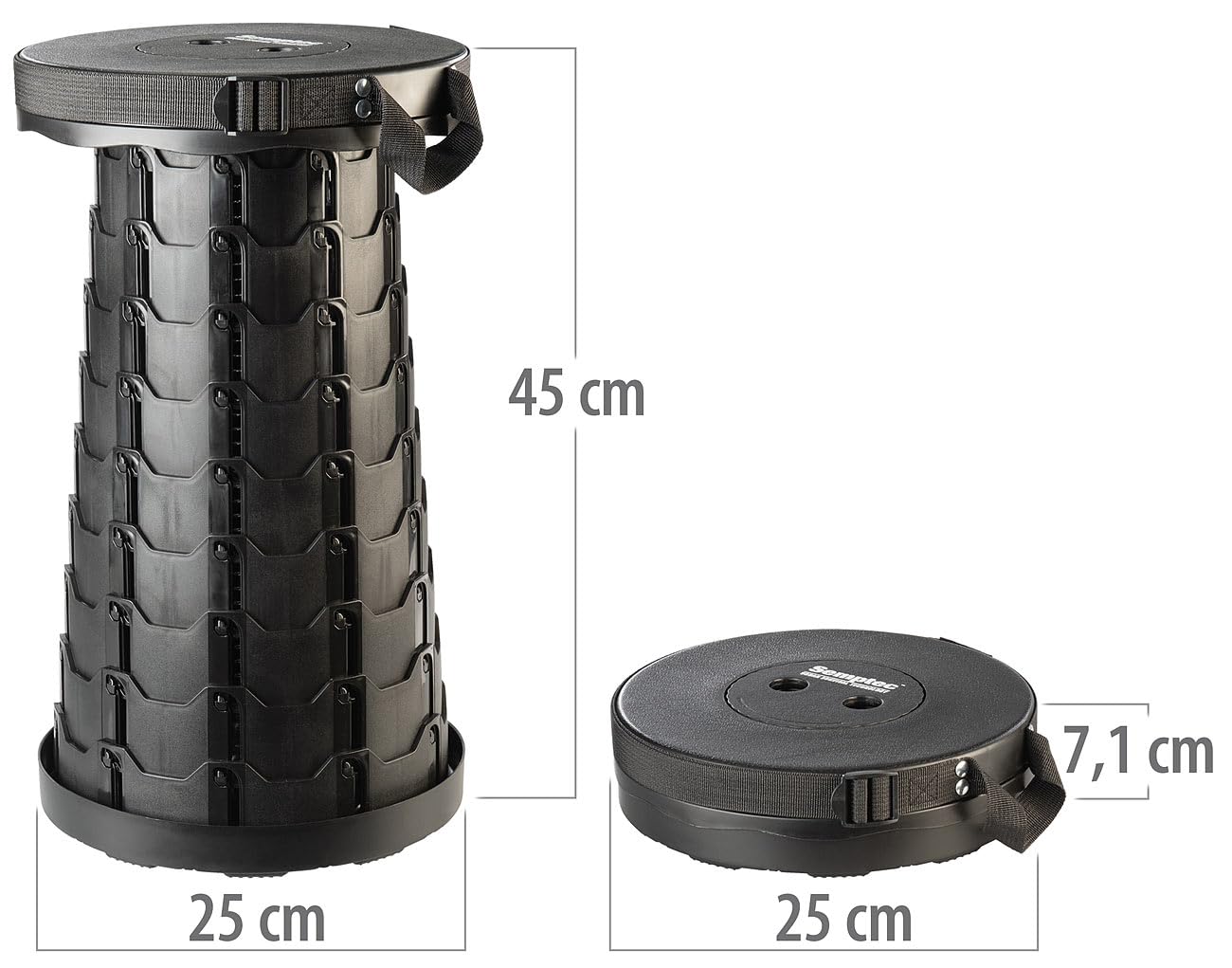 Semptec Urban Survival Technology Ausziehhocker: 4er-Set Tragbarer Teleskop-Hocker, höhenverstellbar, bis 200 kg (Sitz, Ausziehbarer Hocker, Stuhl)