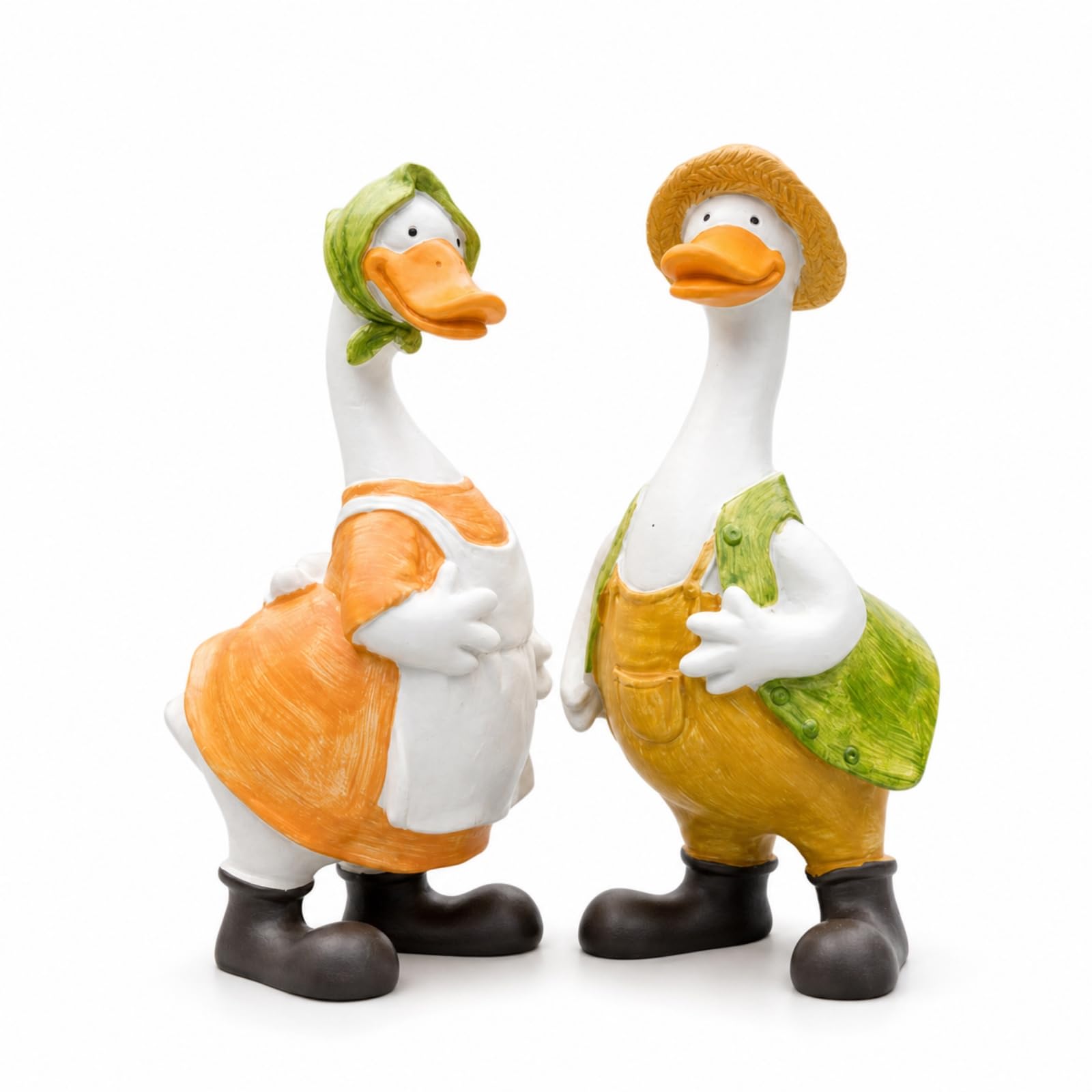 Figura ave acuática dibujos animados: decoración alegre y esculturas de animales para jardín
