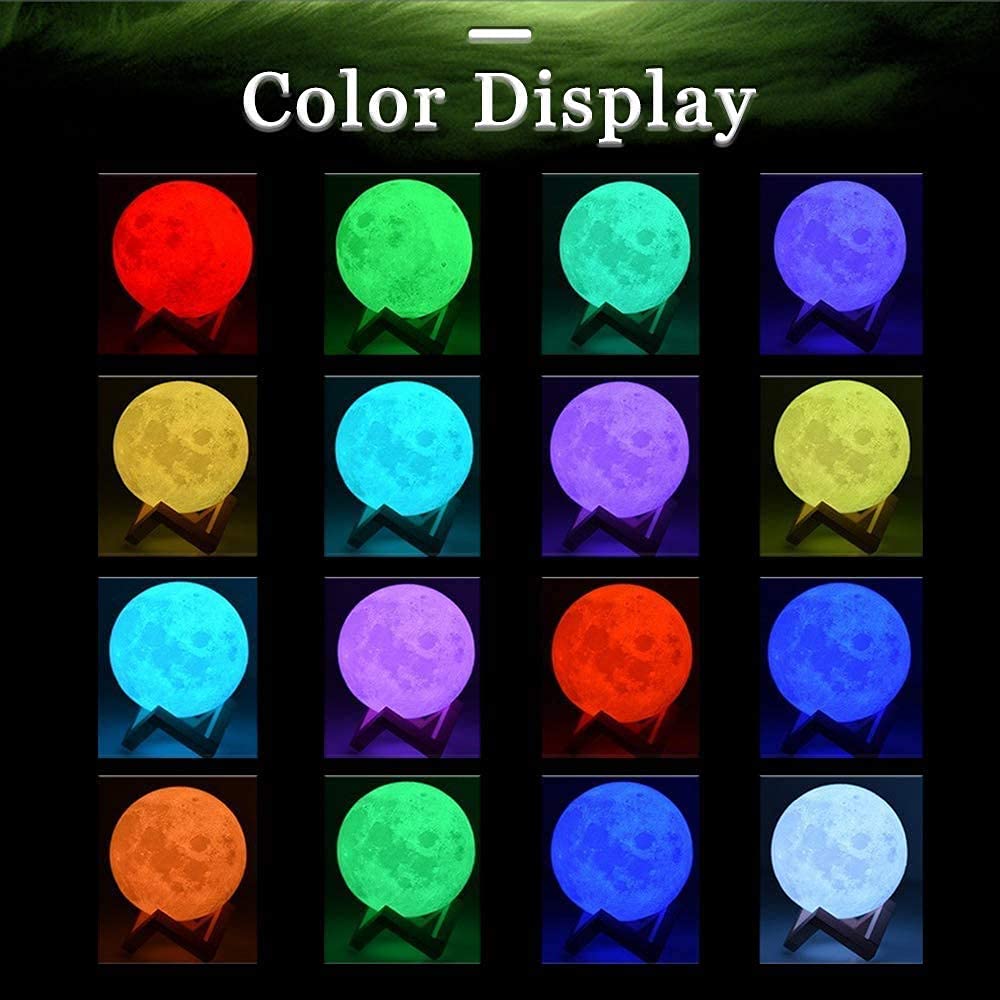 Lampara Luna Personalizada 3D Con Tu Foto Y Texto, USB Recargable 16 colores Control remoto y táctil controlar, Regalos para Novio, Novia, Amigo, Padre y Tu Madre, Moon Light Lamp Diámetro (15cm)
