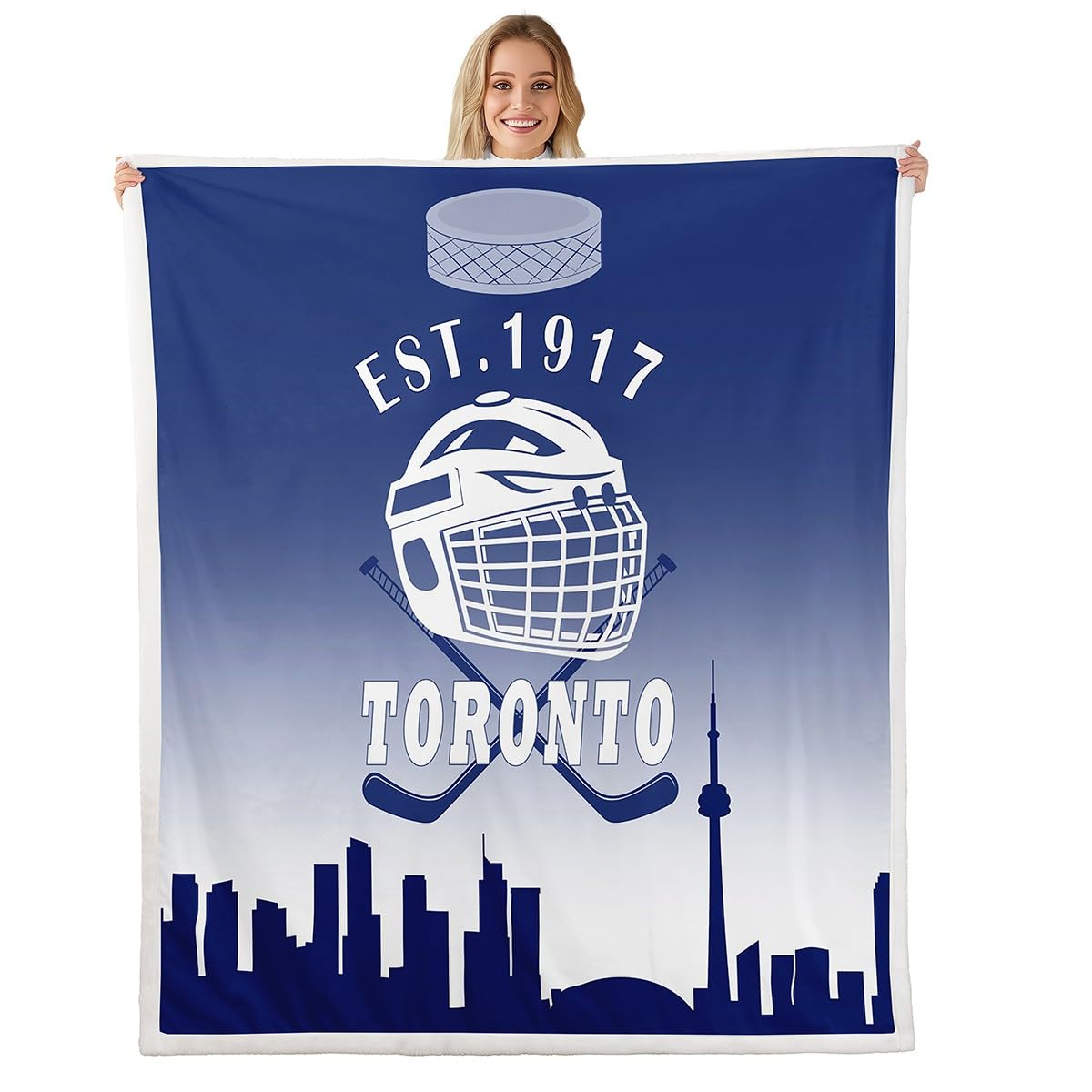 jejeloiu Ice Hockey Fleece Throw Blanket for Kids Boys Girls Twin 60