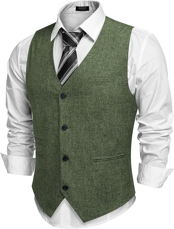 Men's Casual Business Vests Lightweight Waistcoat Slim Fit Suit Vest