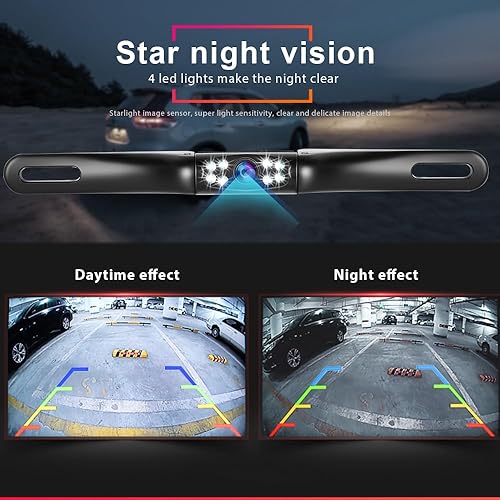 Miniatura 5 de Luces LED de 18 infrarrojos Cámara de visión trasera para automóvil, cámara de visión nocturna Ultra HD, cámara de marcha atrás podofo de 145 de