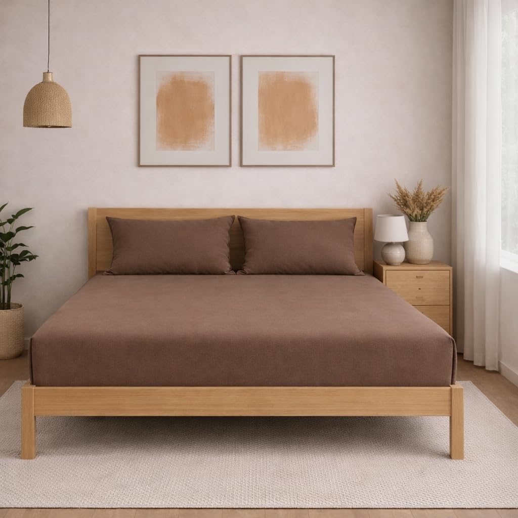 King Size Cotton Fitted Bedsheets - Coco Color -3