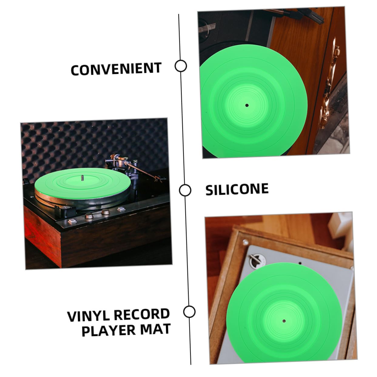 Alfombrilla de Silicona para Discos de Vinilo 2 Piezas Verde