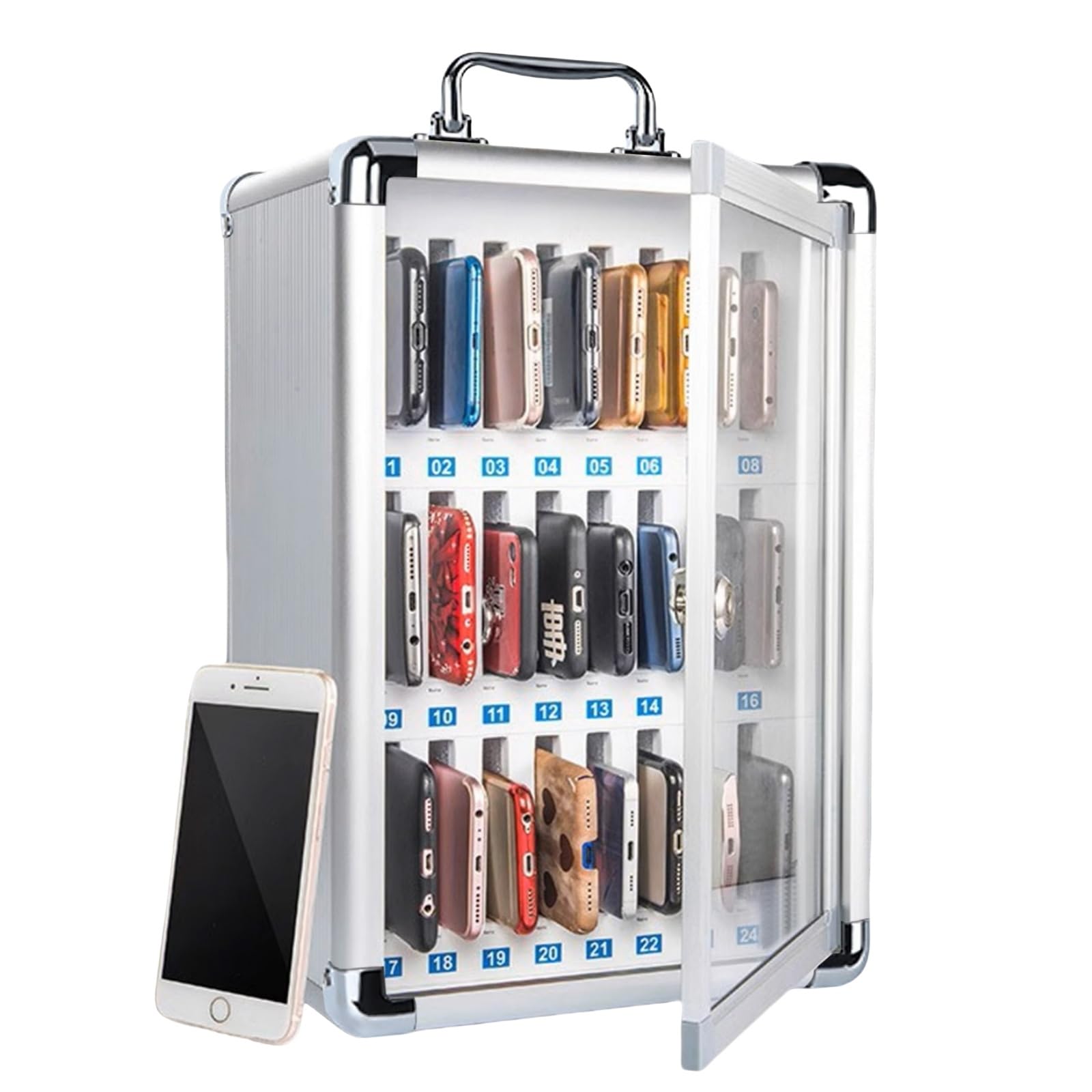 Casier à Téléphones Portables En Acrylique - 10 Compartiments Avec Serrure Et Fente Carte - Pour Salle De Classe, Bureau, Usine