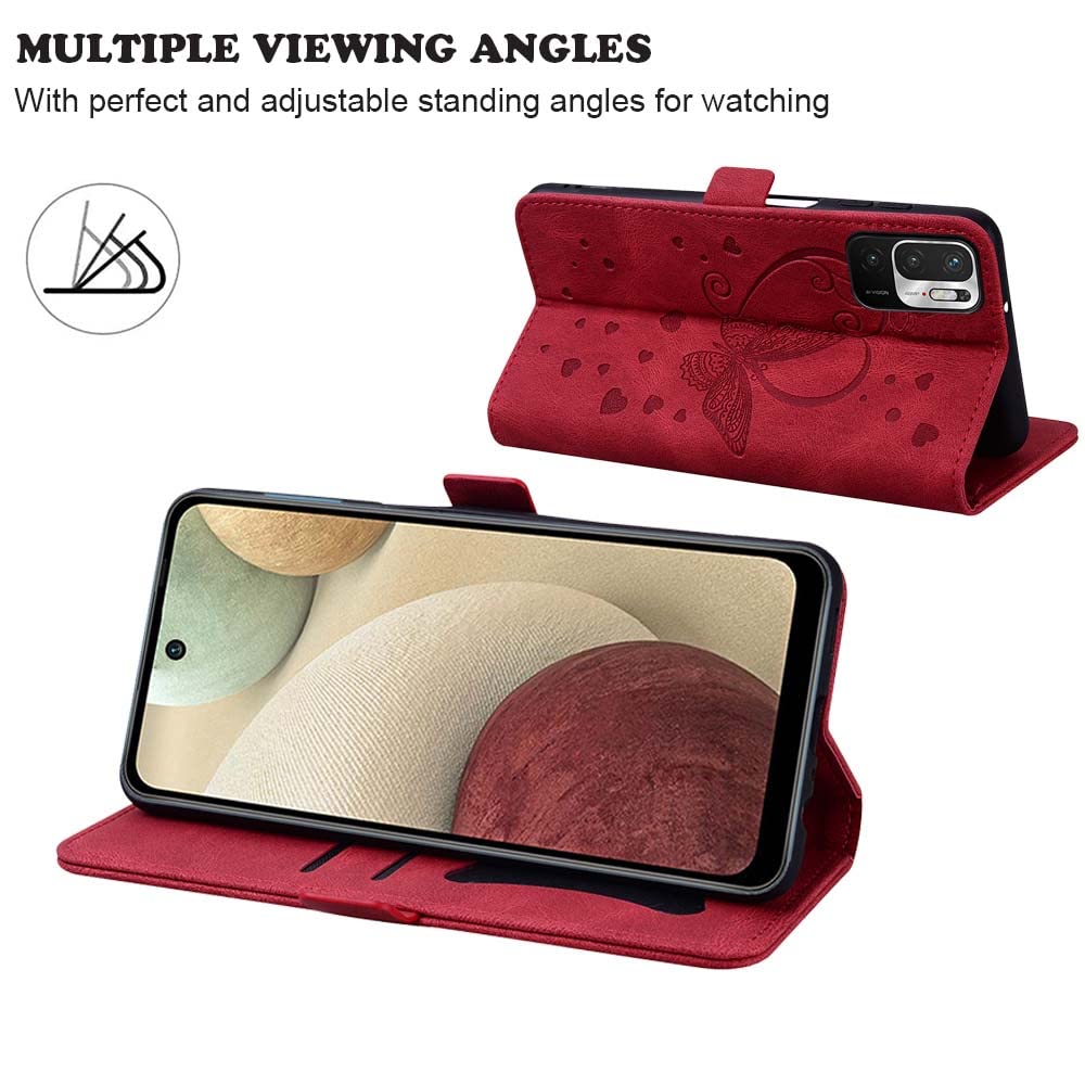Custodia Portafoglio In Pelle PU Con Chiusura Magnetica Per Xiaomi Redmi Note 10 5G / Poco M3 Pro - Marrone - Supporto Stand E Slot Carte - 3
