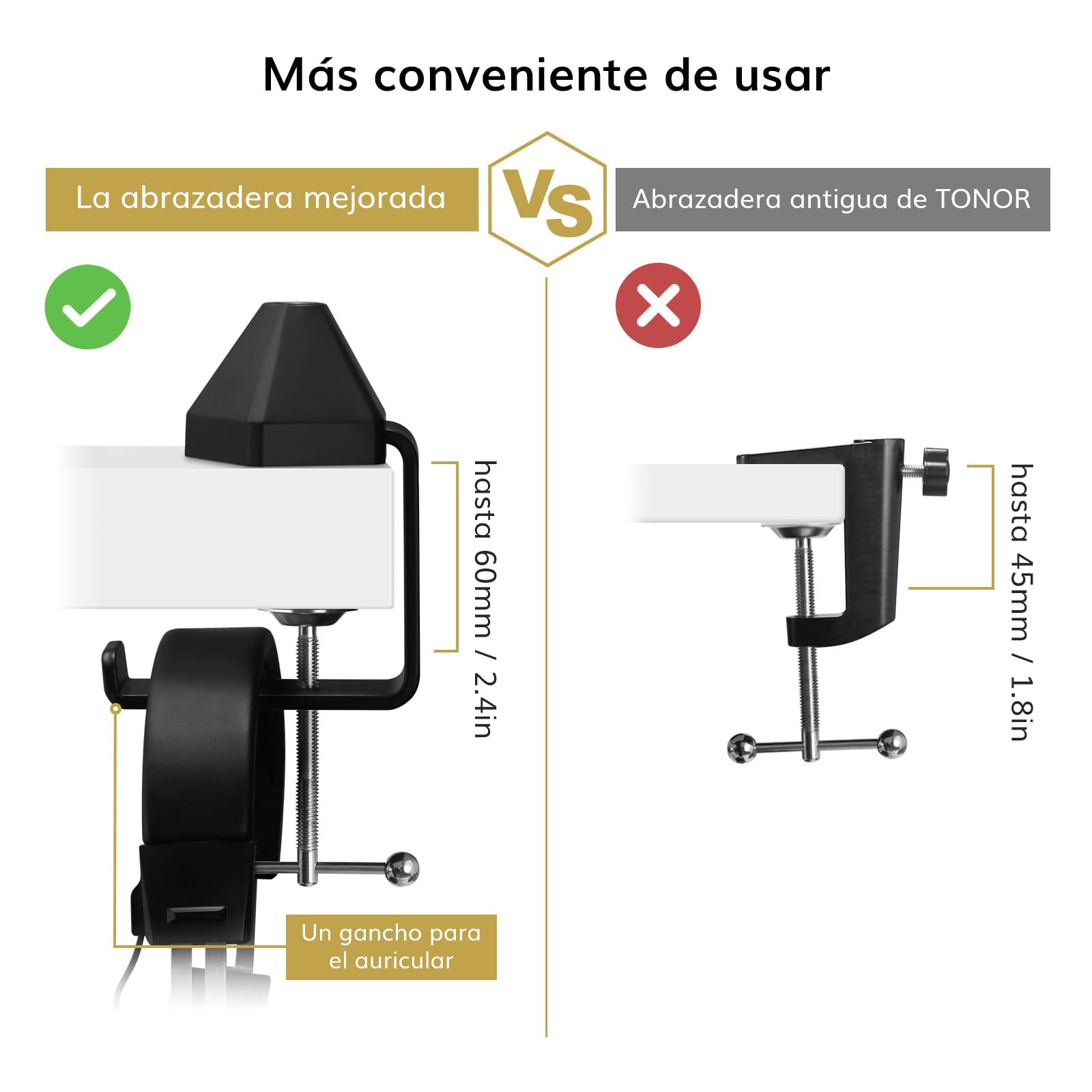 TONOR Soporte de Micrófono ajustable con filtro pop, Brazo de micrófono, abrazadera resistente mejorada para Podcast/Streaming/Estudio Grabación, Adaptador 3/8" a 5/8", 35 cm +35 cm, T20