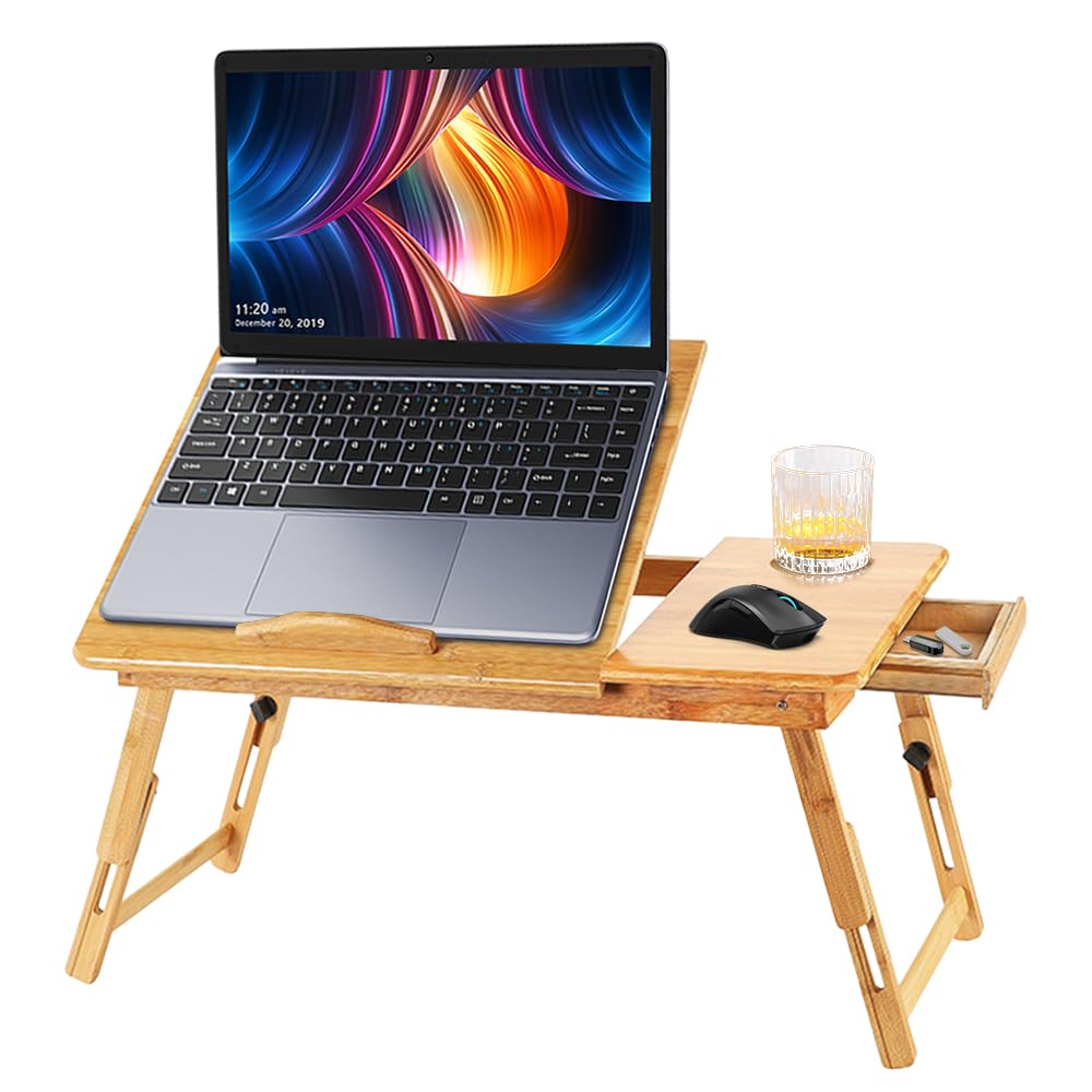 Plateau En Bambou Réglable Pour Lit/canapé – 56x33 Cm – Avec Pieds Repliables – Pour Petit-déjeuner Ou Ordinateur