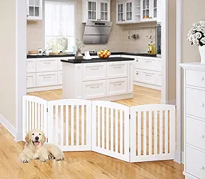 PAWLAND Wooden Foldable Pet Gate for Dogs