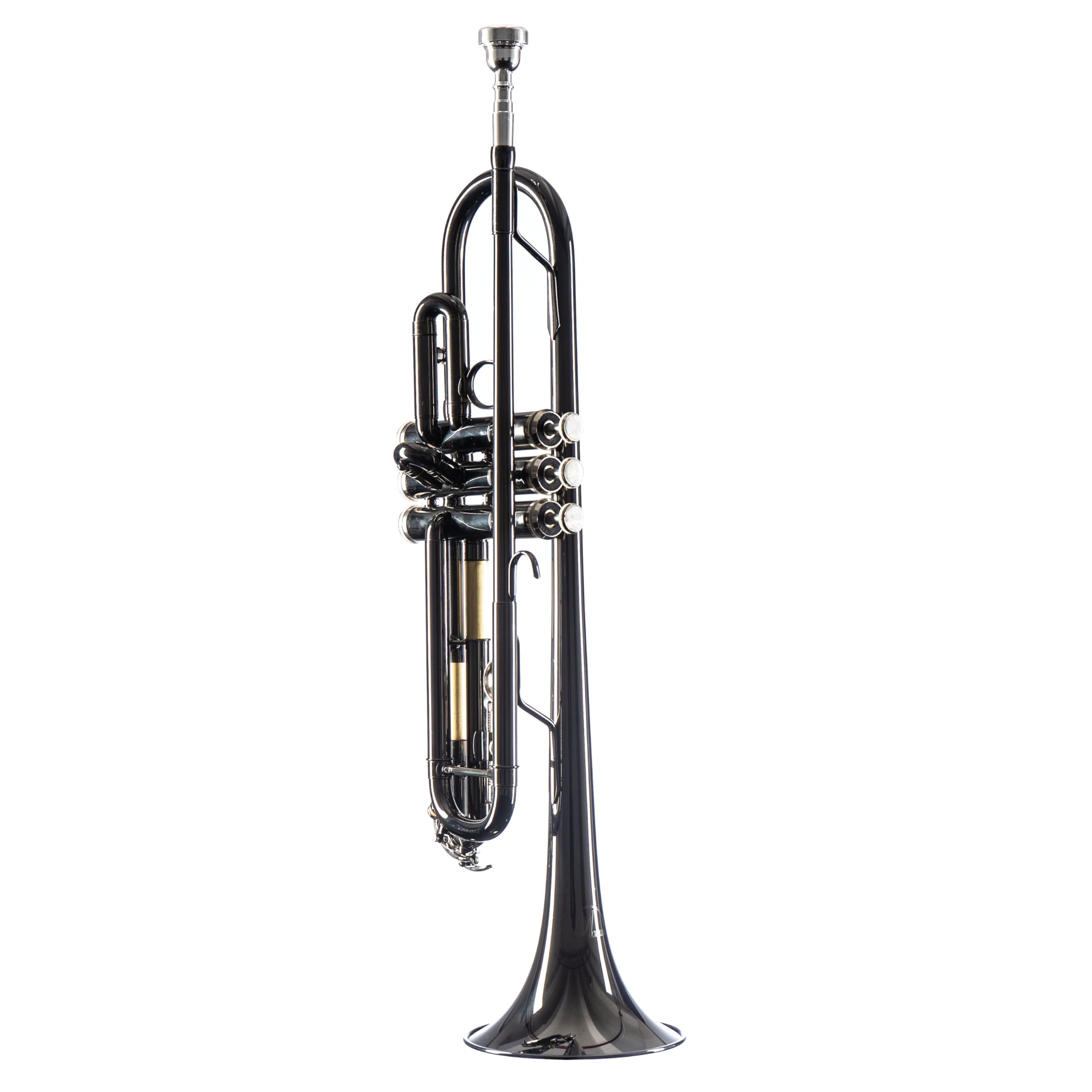 Monzani MZTR-118 Bb-Trompete, Anthrazit, Messing Schallbecher, Edelstahl Ventile, Kupfer Mundrohr, Heller Klang, Inklusive Mundstück und Hardcase, Ideal für Einsteiger und Zweitinstrument