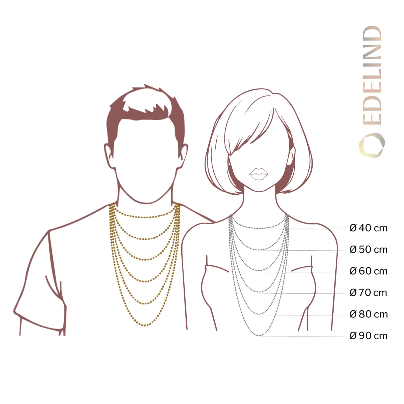 EDELIND Sehr feine Goldkette Damen Mädchen Herren 0,7 mm Venezianerkette 333, 375 oder 585 aus Weißgold Echt Gold mit Schmuck Geschenkbox
