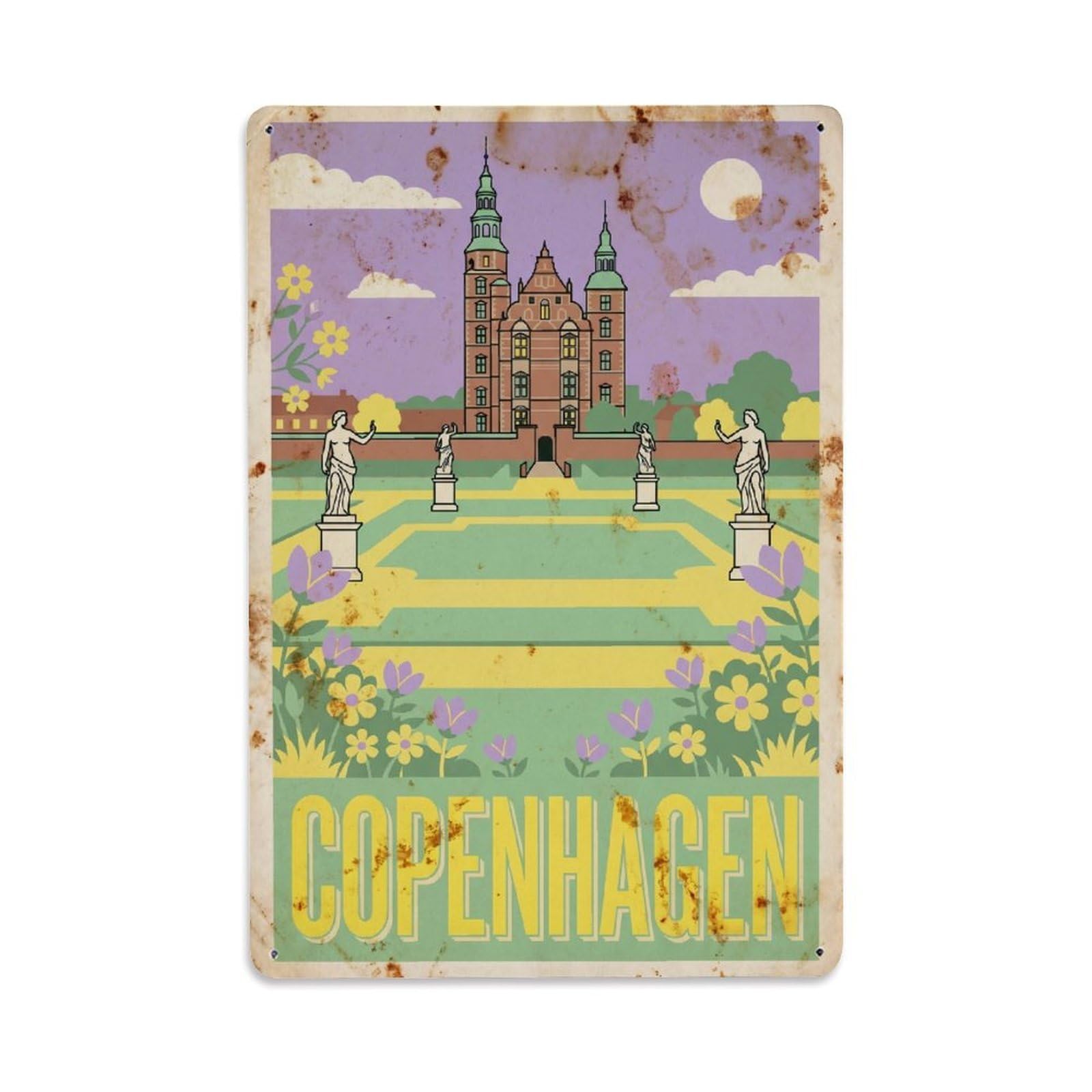 Este 8X12inch Style Vintage Travel Copenhagen Denmark Pleasant Metal Tin Sign