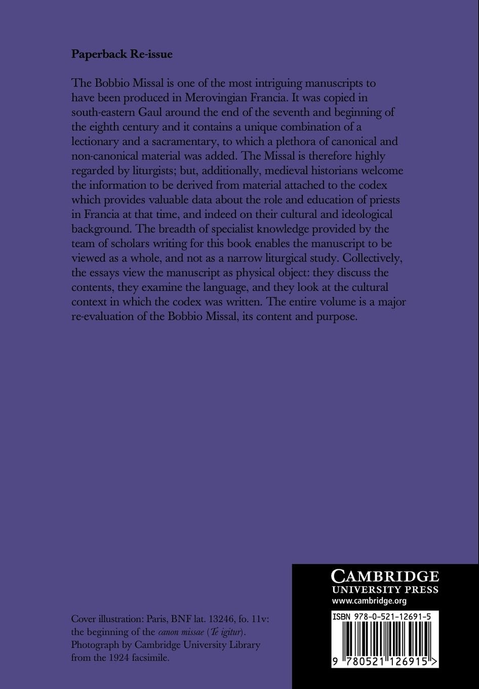 The Bobbio Missal: Liturgy and Religious Culture in Merovingian Gaul