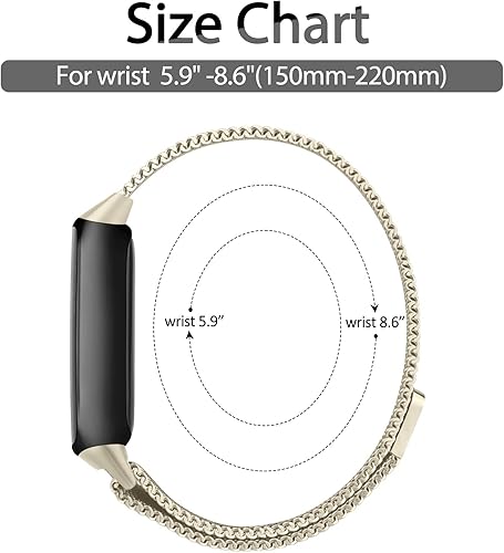 Miniatura 4 de Vanjua Correas de repuesto para Fitbit Inspire 3 para mujeres y hombres, correa de malla de metal de acero inoxidable, ajustable, correa magnética