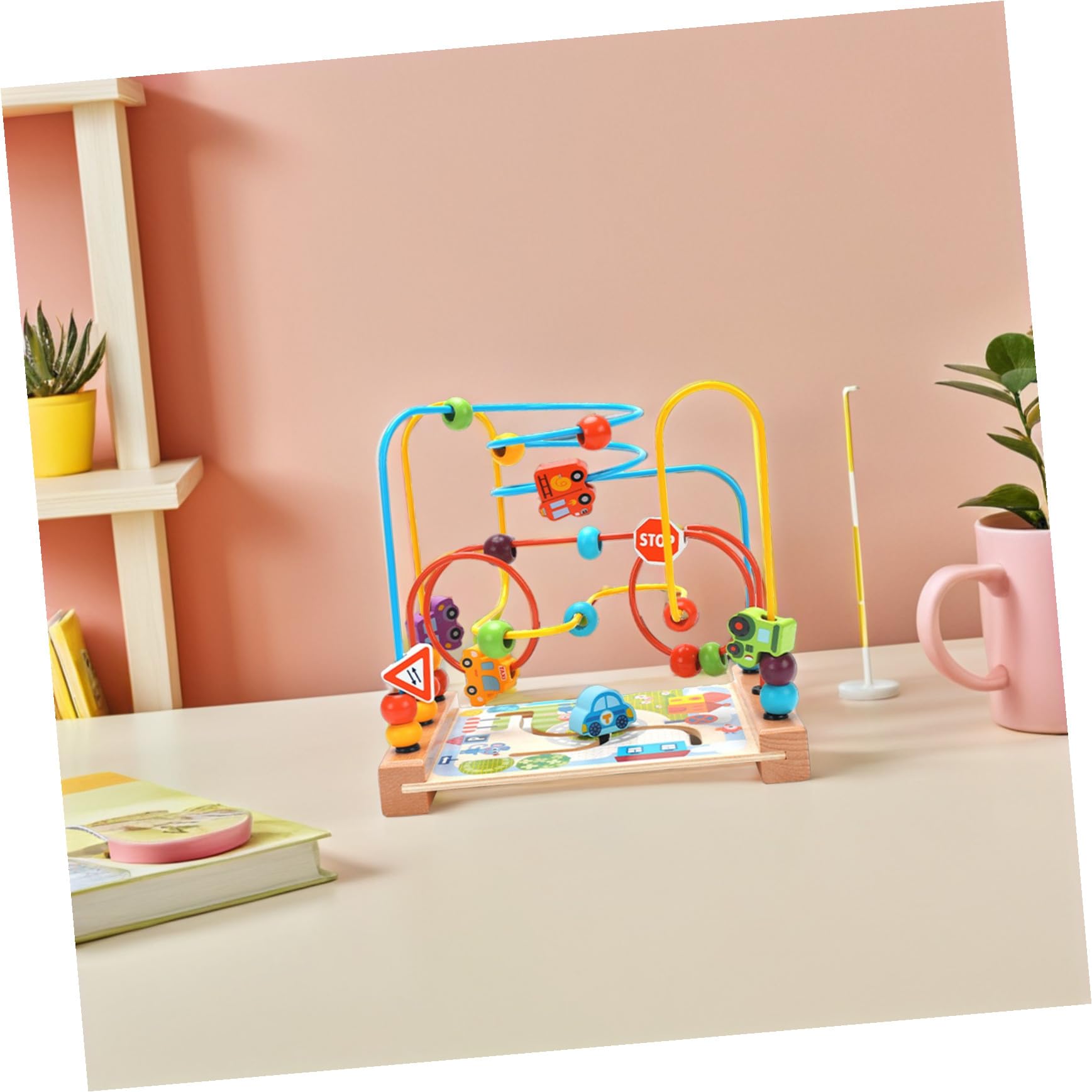 Laberinto de Cuentas de Madera Redondo para Niños, Juguete