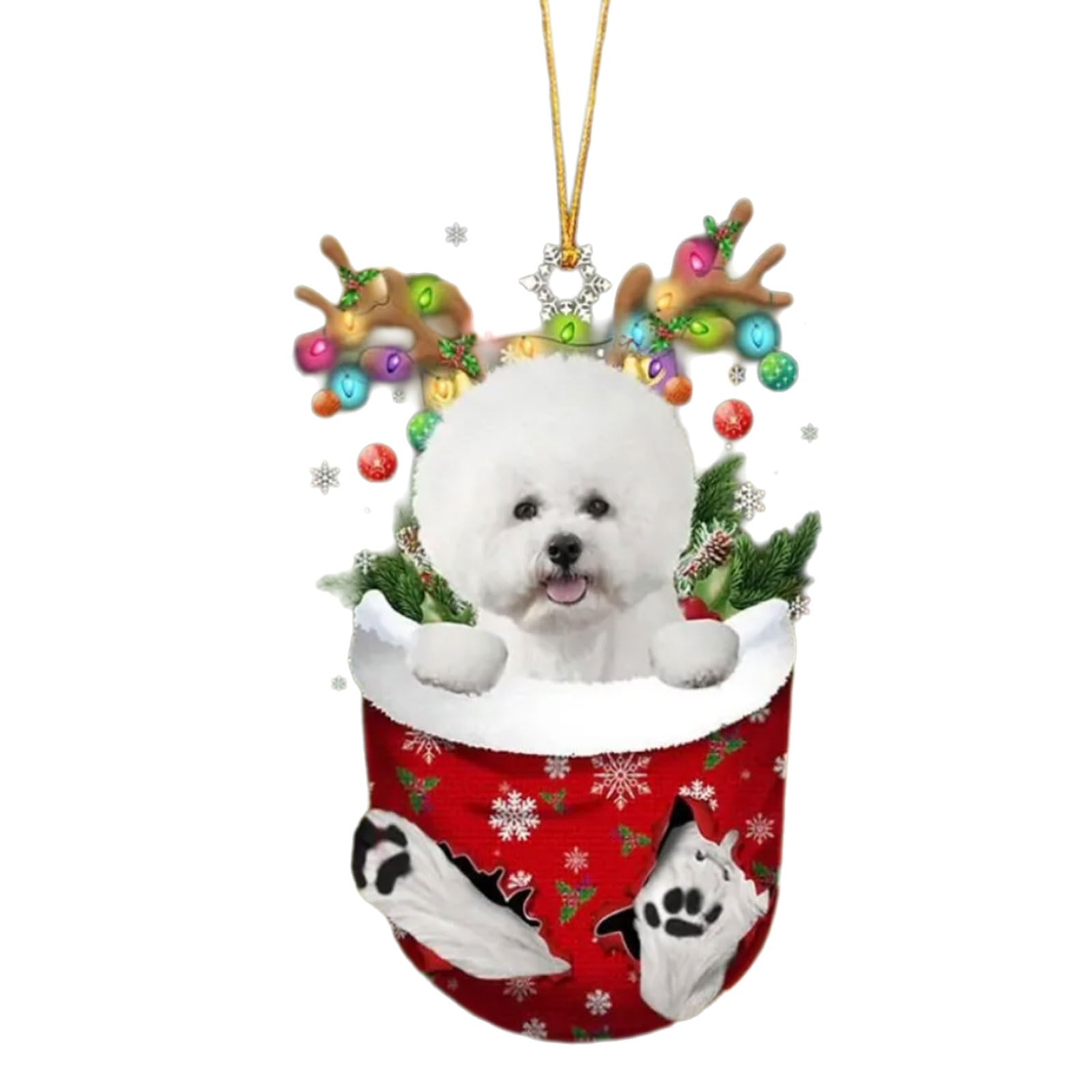 Lerpwige Festival Dog Hanging Charm Acrylic Pendant Christmas Decoration Hanging Ornament For Tree Adornment Dog Stocking Fillers
