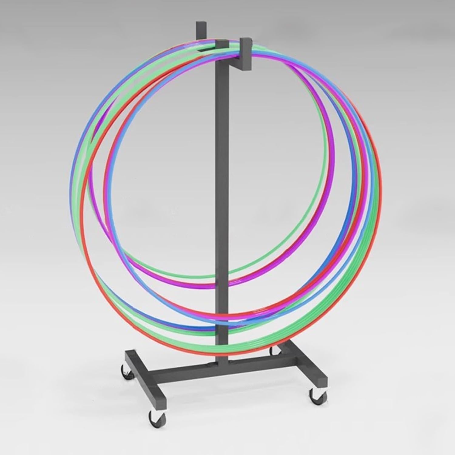 WDJBPSH Metal Black Organizer Holder for Hula Hoop/Jump Rope, Fitness Club Hula Hoop Stand, Living Room Playroom Corner Exercise Hoop Storage Cart