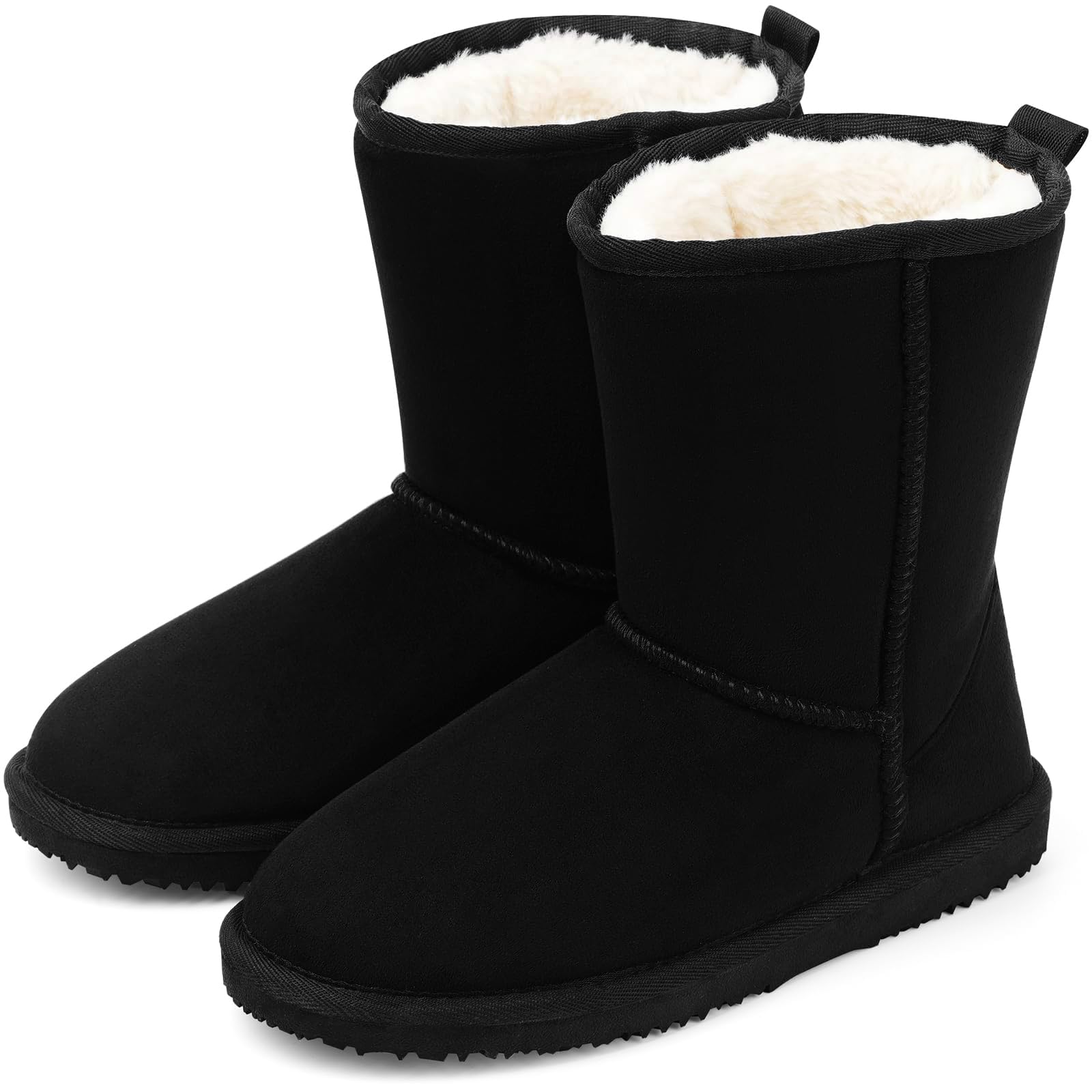 MUSSHOE Womens Waterproof Snow Boots Winter Mid Calf Boots with Faux Fur Lining - Warm Comfortable Slip Resistant