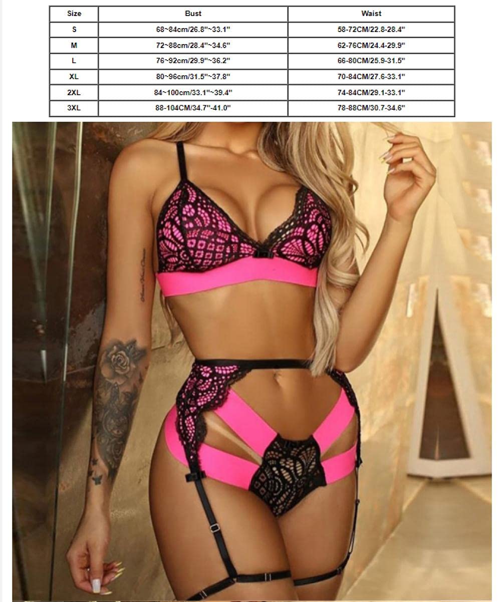 Set di Biancheria Intima Sexy in Pizzo + Giarrettiera + Perizoma