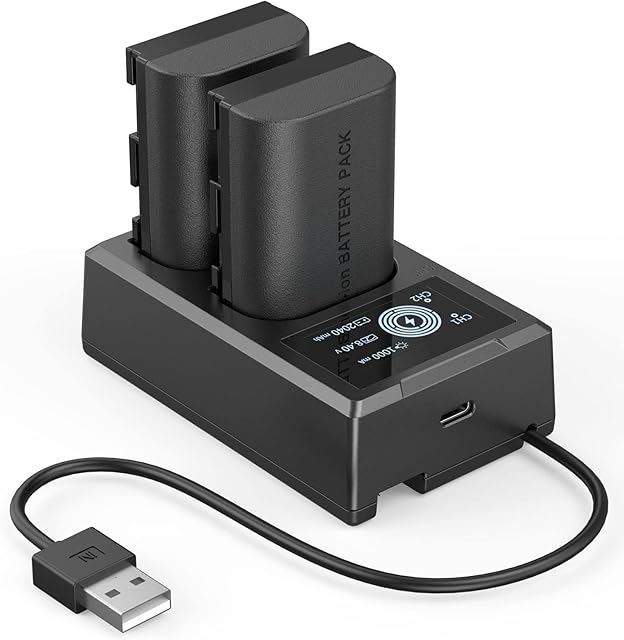 SMALLRIG Wymienne Baterie do Aparatu LP-E6NH (2 sztuki) i Zestaw ładowarek do Wyświetlacza LCD, Akumulator dla Canon R5, R6, R, R7, 5DII/III/IV, 6D, 6D II, 7D, 7D II, 60D, 70D, 80D, 90D - 3821