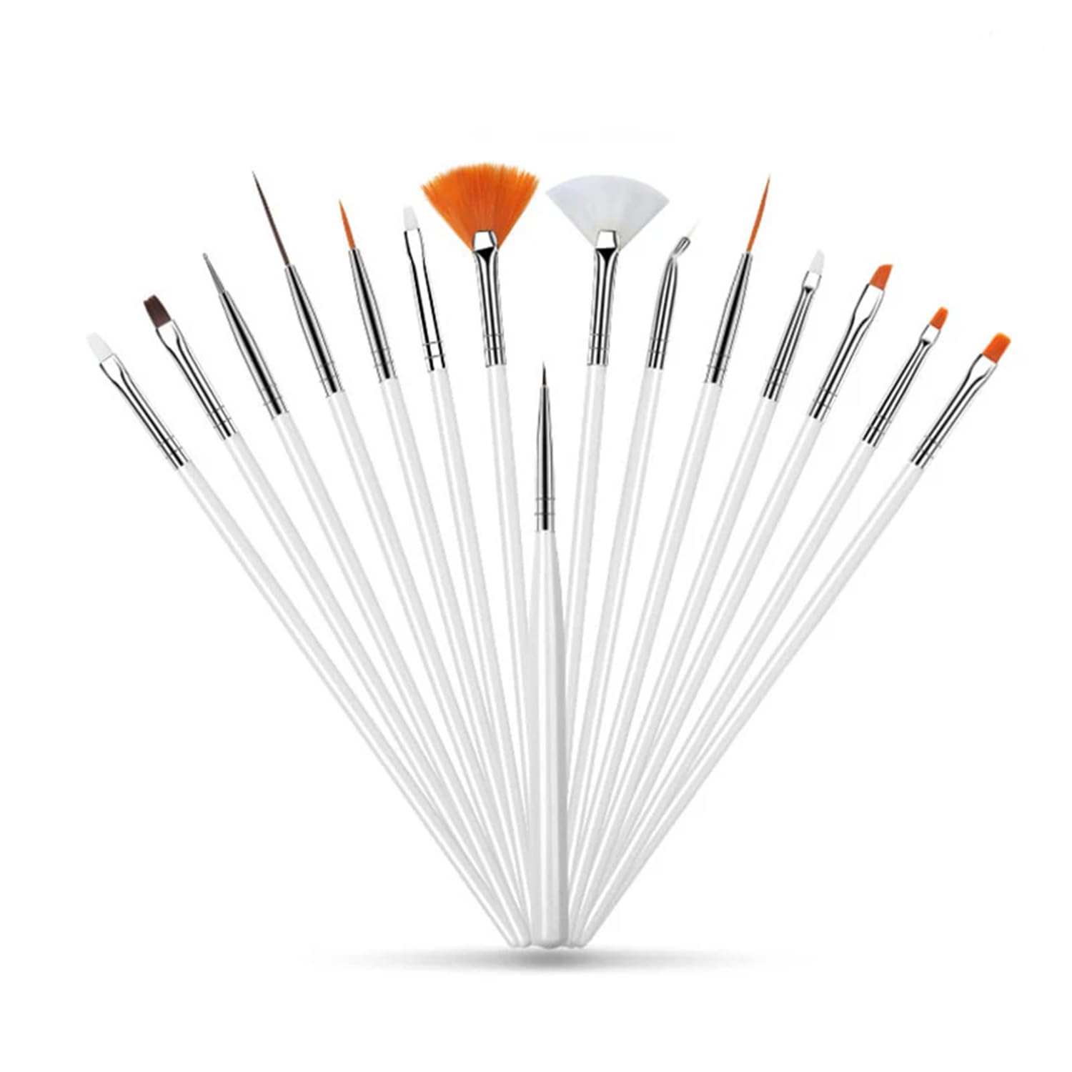 15pcs Acrylic Nail Art Design Painting Tool Pen Polish White Nail Brush Set, Detailing, Striping, Blending, 3D-Gel Painting-image-13