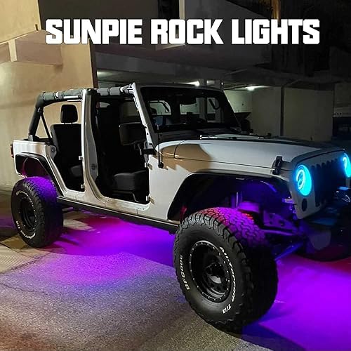 Miniatura 2 de SUNPIE 6 cápsulas de luces LED RGBW para camiones, modo de música, 20 modos de cambio de colores con aplicación y control remoto, kit de luz LED de