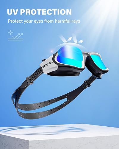 Miniatura 4 de YAKAON Gafas de natación A1, gafas de natación de visión amplia, antivaho para hombres, mujeres y adultos