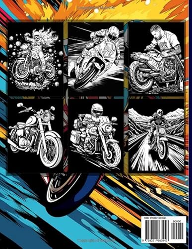 Motorcycle: Motorcycle Racing Midnight Coloring Pages For Color & Relax. Black Background Coloring B