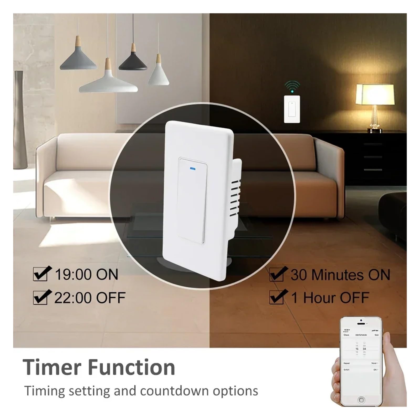 Smart Life włącznik światła z zegarem WiFi, przycisk ścienny włącznik/wyłącznik, 220 V, bezprzewodowy, 2, 3, 4 wejścia, dwukierunkowy pilot zdalnego sterowania (3 gang, pojedyncza droga)