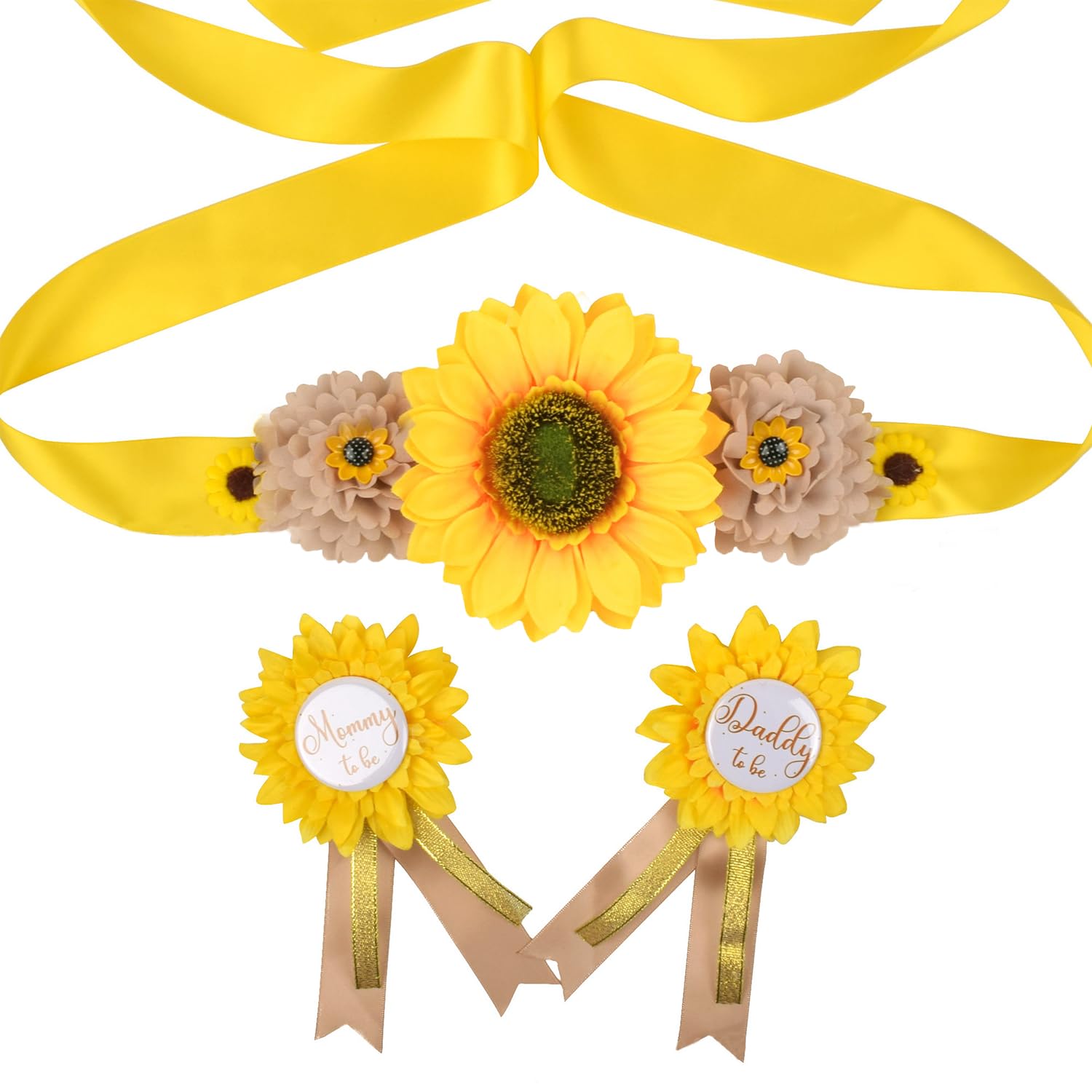 Item similar to photo) Maternity Flower Sash Belt Satin Ribbon Belly Band with Rhinestone Pearls for Mom to Be Daddy to Be, 04. Sunflower, One Size