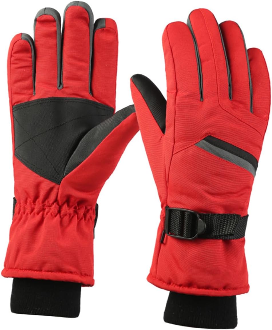NOLITOY 1Pair Thickened Windproof Winter Gloves for Outdoor Activities for Skiing Hiking Cycling and Fishing for Red