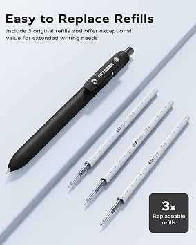 STAGEEK GX3 Black Gel Pens,6Pcs Quick Dry Smooth Writing Pen with 3 Refills