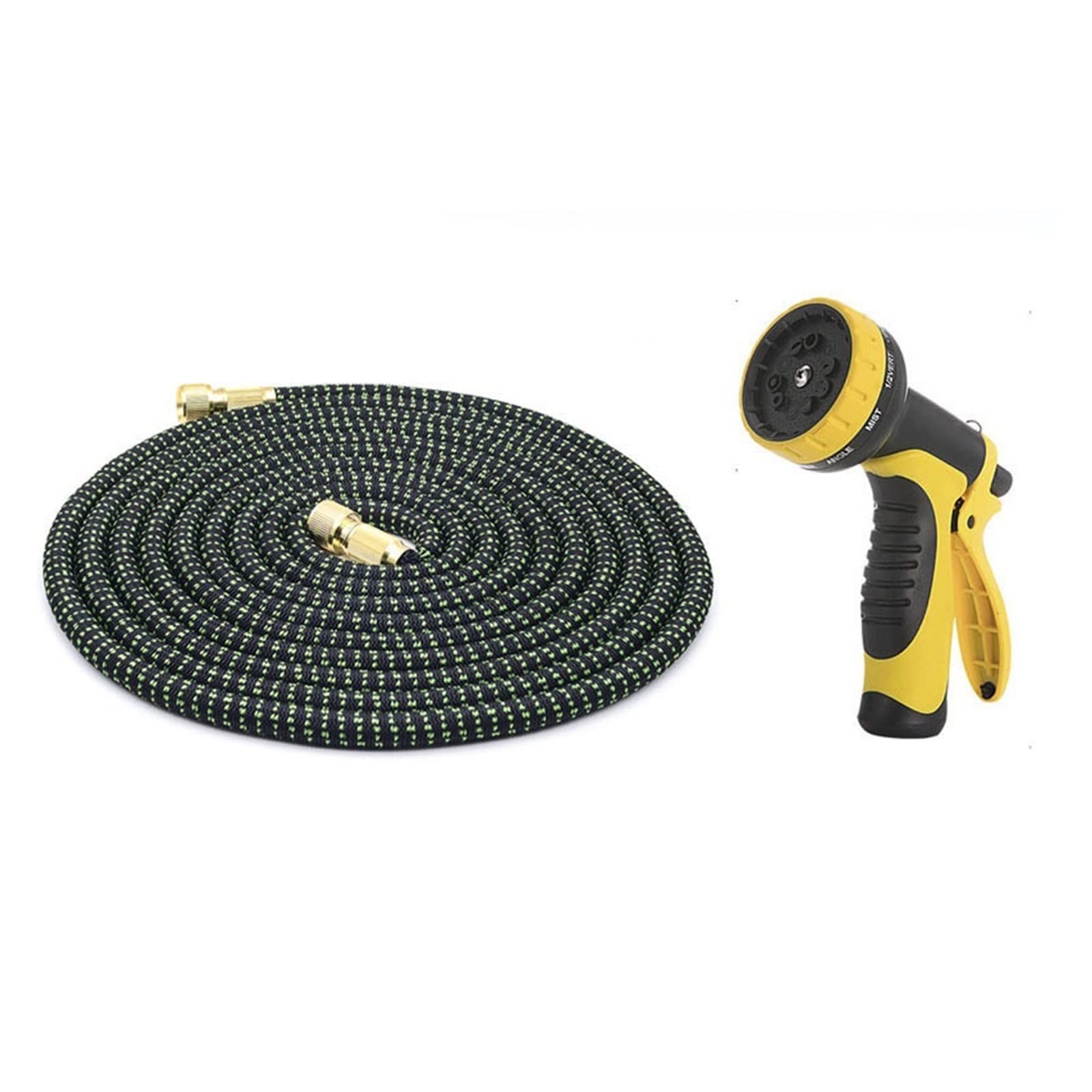 Manguera de riego extensible for jardín, manguera agua for lavado coches, mágica Flexible, herramientas, triangulación envíos CirculacióN Fluida(Black green with gun,75ft)
