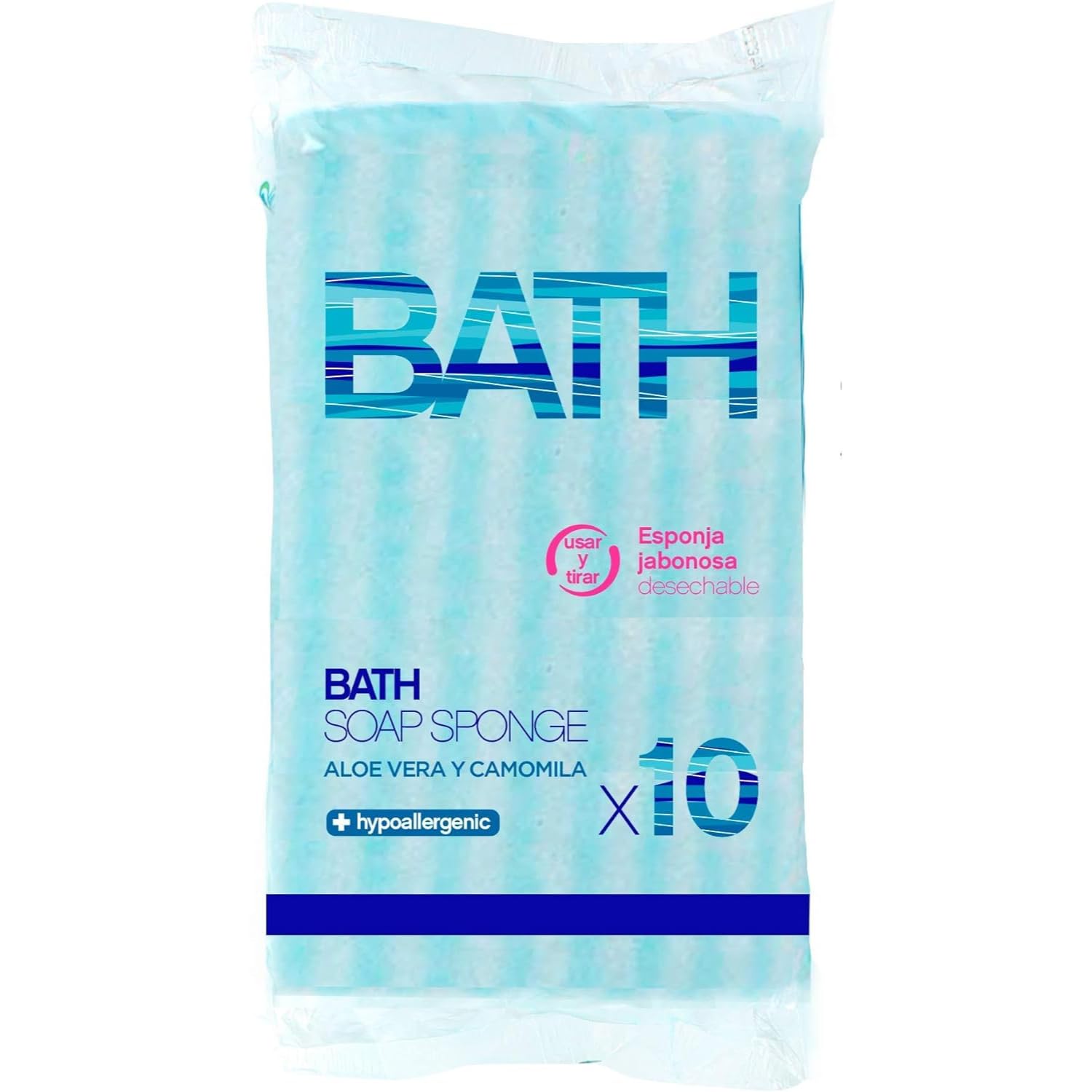 KROWN - 120 Esponjas Jabonosas Desechables Suavipiel con Aloe Vera y Camomila, Perfectas para Viajes y Cuidado Personal, Ideal para Gimnasio y Asistencia a Mayores, Azul, 10 Unidades, 12 Paquetes