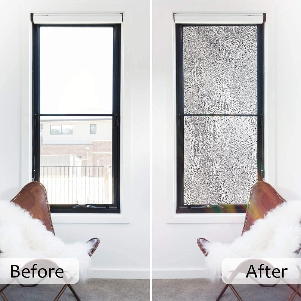 Película decorativa para ventana, sin pegamento, estática, autoadhesiva, patrón de cristal, decoración de vidrio, pegatinas para baño (75 x 500 cm)