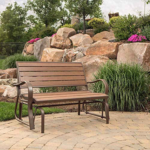 LIFETIME 60290 Wood Alternative Glider Bench, Mocha Brown