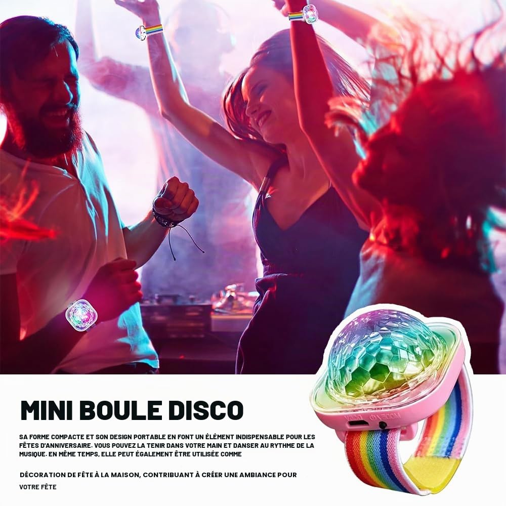 8 Pièces Montres Disco Lumineuses à LED, Bracelet USB Rechargeable Stroboscope Avec Ventouse, Mini Lumière Disco Portable Sensible Au Son, Pour Party Voiture Danse DJ Club