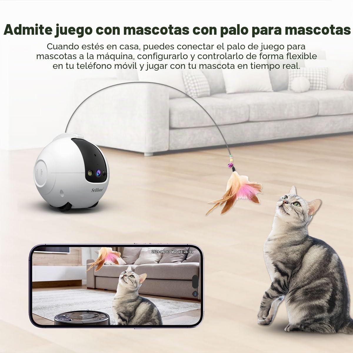 OBA Robot cámara AI 360 Grados para Animales domésticos: antivuelco 4 MP QHD, batería 10000 mAh DH013 Rec MicroSD