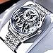 OUPINKE Watch for Men Automatic Wristwatch Dragon Sapphire Crystal Calendar Skeleton Luminous 3D Dial with 5ATM Waterproof Luxury Tungsten Steel Strap